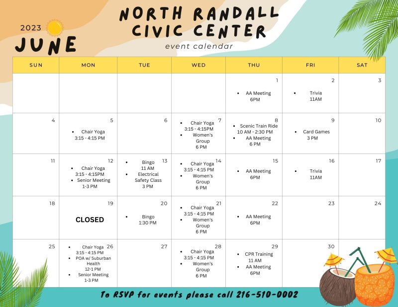 Civic Center Events Calendar June 2023 The Village of North Randall